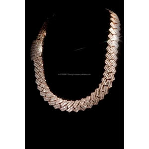 Cadena Cubana Esmeralda con Incrustaciones de Diamantes Moissanite VVS en Plata de Ley 925, Joyería Hip Hop, Cadena para Hombre, Estilo Rapero - Product Image 1
