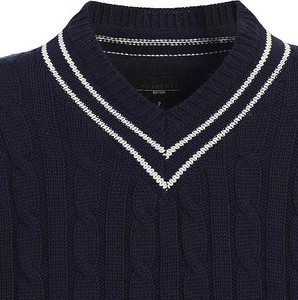 Cárdigan transpirable con cuello en V para hombre, de algodón peinado, estilo universitario, a rayas, con botones. - Product Image 6