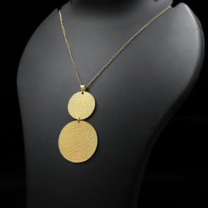 Minimal 18k Gold Plated <b>Double</b> Disc <b>Necklace</b> – Sleek Contemporary Jewelry Gift - Product Image 1