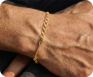 Bracelet pour homme en or massif 22 carats de qualité supérieure |   Bijoux en or indien marqués |   Qualité de gros et d'exportation - Product Image 1