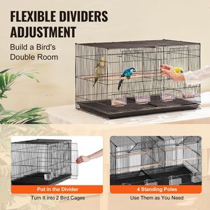 Jaula para Pájaros XL de 30 Pulgadas, Apilable y Dividida, para Periquitos Pequeños, Loros, Canarios, Cacatúas, Agapornis, Pinzones y Periquitos Inflados - Product Image 3
