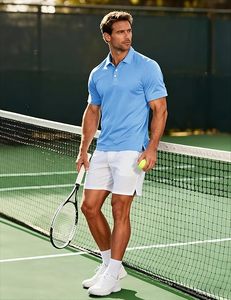 Polo de Manga Corta Azul Claro para Hombre, Color Sólido, Transpirable, de Algodón, para Golf, Corte Regular, Tejido Oxford - Product Image 2