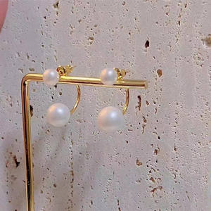 ต่างหูมุกน้ำจืดขนาด 4-6 มม. สวยงามน่ารัก สไตล์เรียบง่าย เครื่องประดับเทพธิดา พร้อมเคลือบทอง 14K - Product Image 2