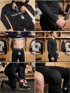 Conjunto de Ropa Interior Térmica para Hockey B A U E R: Camiseta de Compresión Acolchada y Pantalones Deportivos con Protección - Transpirable para Hombre - Product Image 2