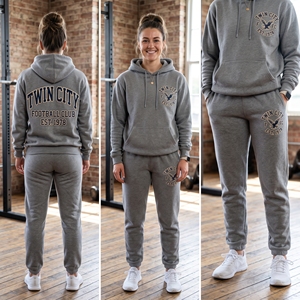 Ensemble sweat-shirt et jogging assortis en molleton personnalisé avec logo TWIN CITY, vêtements décontractés, vente en gros, vêtements OEM - Product Image 3