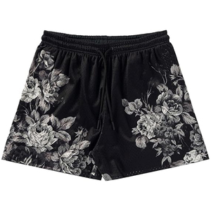 Men Floral Graphic Sublimated Heavyweight Mesh Drawstring Shorts Breathable Quick Dry Running Basketball <b>Athletic</b> - Product Image 4