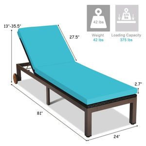 เก้าอี้พักผ่อนหวายกลางแจ้งแบบปรับเอนได้ 5 ระดับ พร้อมล้อเลื่อน - Product Image 3