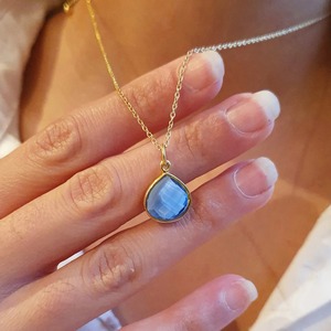 12mm Blue Topaz Quartz Handmade 925 Sterling Silver Heart Pendant <b>Necklace</b> Gold-Plated Bezel Setting Birthstone for Wedding - Product Image 3