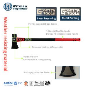 ขวานตัดไม้ขนาด 8 ปอนด์ เกรด A เหล็กกล้าคาร์บอน หัวคมแข็ง คอเสริมความแข็งแรง 92 ซม. สำหรับการดูดซับแรงกระแทก - Product Image 3