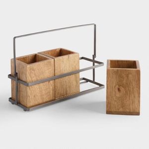 Portacubiertos de Madera Hecho a Mano, Cesta Organizadora Multiusos para Cocina con Diseño Moderno y Soporte Ajustable para Cucharas - Product Image 6