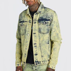Men's Stylish <b>Denim</b> Jacket High Quality Custom Logo Casual Streetwear <b>Coat</b> Multiple Sizes Available - Product Image 1