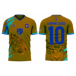 Camiseta de Fútbol RDC con Estampado de Leopardo, Manga Corta, Cuello en V, Diseño Sublimado, para Adultos, Ligera - Product Image 1