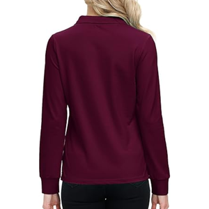 Camiseta de Manga Larga para Mujer, Estilo Casual, Mezcla de Algodón y Poliéster, Cierre de Cremallera de un Cuarto, Corte Ajustado, Transpirable, Tinte Liso, en Oferta - Product Image 2