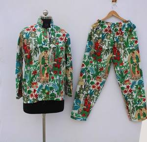 Ensemble de pyjama coordonné pour femmes à imprimé animal, longueur genou, vêtements de détente décontractés d'été, vêtements de nuit doux et respirants en coton - Product Image 5