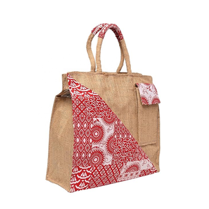 Qualité supérieure Imprimé Personnalisé Style Bohème XL Sac Fourre-Tout Élégant Écologique Jute & Coton Femmes Messenger Sac Poignée Chaînes - Product Image 1