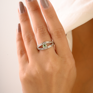 Anillo de Plata de Ley 925 con Turmalina Verde Genuina, Anillo Elegante con Piedra Preciosa para Mujer, Joyería para Fiestas - Product Image 4