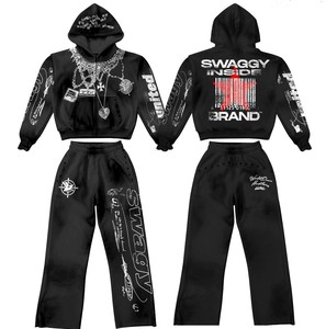 Ensemble 2 pièces pour femme en tricot gaufré sur mesure, veste à capuche zippée à manches longues et pantalon évasé ajusté, écologique et à séchage rapide - Product Image 5