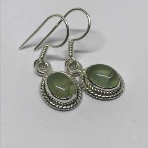 Boucles d'oreilles Prehnite en argent sterling 925, pierre vert clair, bijoux faits à la main, cadeau élégant de pierre de naissance pour femmes - Product Image 5
