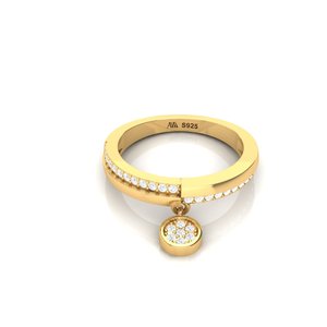 Hermoso anillo de plata 925 chapado en oro, adornado con simulación de diamante, para anillo de compromiso. - Product Image 4