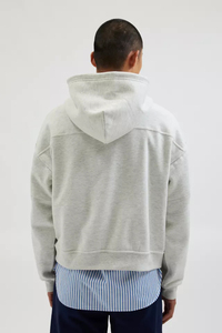 OEM Custom Logo Light Grey Oversize Comfortable Warm Hoodies Men Plain Casual Half Zip Long Sleeves 100% Cotton Hoodie - Product Image 2