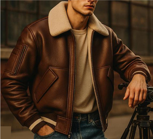 Veste en cuir pour homme avec col montant et logo frontal, séchage rapide et respirante - Product Image 4