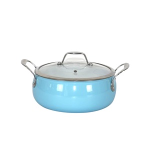 Casserole de haute qualité, bleu ciel, avec revêtement émaillé extérieur et couvercle en verre, conçue pour une utilisation polyvalente en cuisine - Product Image 3