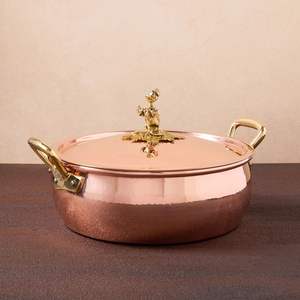 Cacerola Clásica de Cobre para Cocina con Tapa y Asas de Latón, Utensilios de Cocina Hechos a Mano de Primera Calidad para Servir en Restaurantes - Product Image 3