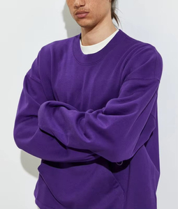 Suéter de Punto para Hombre, Cuello Redondo, Color Morado, Estilo Holgado, de Algodón, Informal, para Otoño - Product Image 4