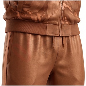 Conjunto Deportivo Marrón para Hombre, Manga Larga, Cuello Alto, Cierre de Cremallera Frontal, Estampado, Transpirable, Informal, para Otoño, Corte Regular - Product Image 5