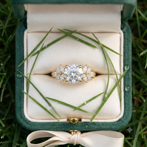 Custom <b>Cocktail</b> 14K Solid <b>Gold</b> Moissanite Diamond <b>Rings</b> Prong Set Trendy Romantic Style Flower Design Engagement Wedding Gifts - Product Image 5