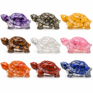 Venta al por mayor: Tortuga de orgonita hecha a mano DIY, 2.7 pulgadas, con chips de resina y piedras preciosas, figura de piedra natural, decoración para el hogar, regalo, Feng Shui - Product Image 1