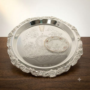 Bandeja Rectangular Metálica de Lujo Vintage Hecha a Mano, Duradera, de Alta Calidad, con Borde Dorado Ornamentado y Acabado Espejo, Decoración de Interiores, Gran Venta - Product Image 4