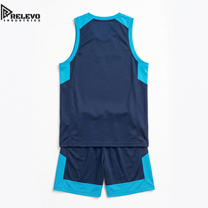 Ensemble d'uniformes de basketball bleu marine et cyan de qualité supérieure, personnalisés OEM, respirants, fournisseur direct d'usine de vêtements de sport - Product Image 2