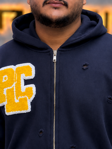 Men's Embroidered <b>Zip</b>-Up <b>Hoodie</b> With Camouflage <b>Pocket</b> Oversized Streetwear Hooded Sweatshirt 100% Cotton French Terry <b>Hoodie</b> - Product Image 5