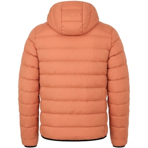 Manteau d'hiver décontracté pour homme, orange, à capuche, en duvet, couleur unie, fermeture éclair, polyester, respirant, léger, coupe ample - Product Image 2