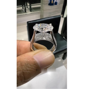 5CT Oval Lab Grown Diamond <b>Ring</b> 14K White Gold Halo Engagement <b>Ring</b> Luxury Statement Wedding Jewelry Gift for Her - Product Image 1