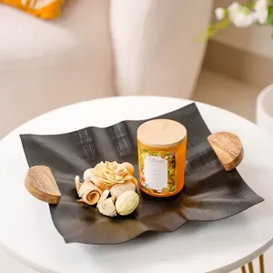 Premium Sculptural Hammered Silver Decorative Bowl Organic Wave <b>Edge</b> Aluminum Serving Tray For Luxury Home Decor - Product Image 1