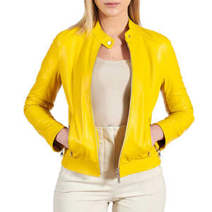 Nouvelle Collection 2026 : Vestes en Cuir Jaunes pour Femmes, Doublure en Nylon Personnalisable – Pièces Tendance en Promotion - Product Image 3