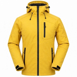 Veste Softshell Imperméable à Capuche Jaune de Haute Qualité pour Hommes, Idéale pour la Randonnée en Montagne, Coupe-Vent, Doublure Polaire, Personnalisable pour Sports d'Hiver - Product Image 1