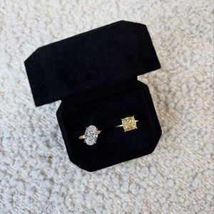 Bague de fiançailles de luxe Toi et Moi en diamant de laboratoire, or jaune 10K 14K 18K, taille ovale et coussin, pour femme, bijoux de mariage - Product Image 3
