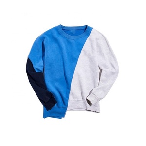 Factory Direct Homme High Street Genser Fashionable Troja Color Block Custom Print Geansai Asymmetrical Hem Oversized Sweatshirt - Product Image 5
