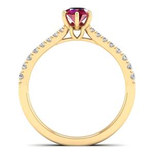 แหวนหมั้นเพชรพลอยทับทิมทรงกลมขนาด 0.5 กะรัต รุ่น REYES สำหรับผู้หญิง ได้รับการรับรองจาก GRA แหวนทองคำขาว 14K ประดับเพชรโมอิสซาไนต์ - Product Image 4