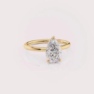 Anillo de Compromiso con Diamante Cultivado en Laboratorio con Certificación IGI, Corte Pera, Oro Rosa/Blanco/Amarillo de 9K, Chapado en Rodio, Anillo Solitario Clásico - Product Image 1