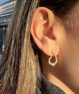 Lab Grown <b>Diamond</b> Curve <b>Dangle</b> Statement <b>Earrings</b> Custom 14K 18K Solid Gold Round Cut Modern Minimalist Bridal Jewelry Wholesale - Product Image 6
