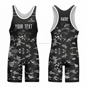 Traje de Lucha Libre con Camuflaje Digital, Negro y Gris, Diseño Pixelado, Uniforme Deportivo de una Pieza para Artes Marciales - Product Image 5