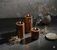 Ensemble de porte-bougies chauffe-plat en bois naturel fait main, support cylindrique rustique en bois pour décoration de ferme, spa, mariage et maison
