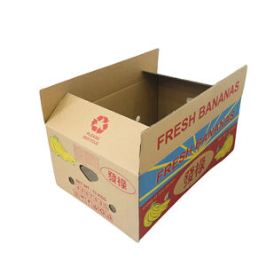 OEM Folding Corrugated Kraft Paper Box 2-Sided 2-Hole Punch Rectangle Water-Proof Recycled <b>Materials</b> Fresh Banana Shipping - Product Image 1