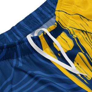Golden Gate Bridge Men's Blue Yellow Mesh Basketball Shorts Sublimated Print Elastic Waist Breathable All Seasons Regular Fit - Product Image 6