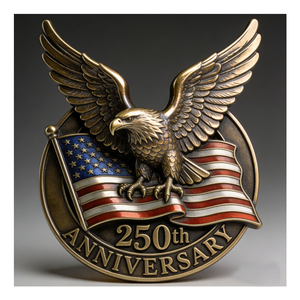 Moneda de metal con grabado CNC 3D de Águila de EE. UU., insignia de recuerdo de esmalte suave, logotipo personalizable, moneda de desafío del 250 aniversario de América - Product Image 1