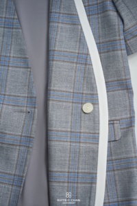 Blazer Elegante a Cuadros de Manga Corta para Mujer, Cuello en V, Cierre de un Botón, Poliéster y Elastano, Ropa Casual de Oficina para Primavera/Verano, SAYA - Product Image 6